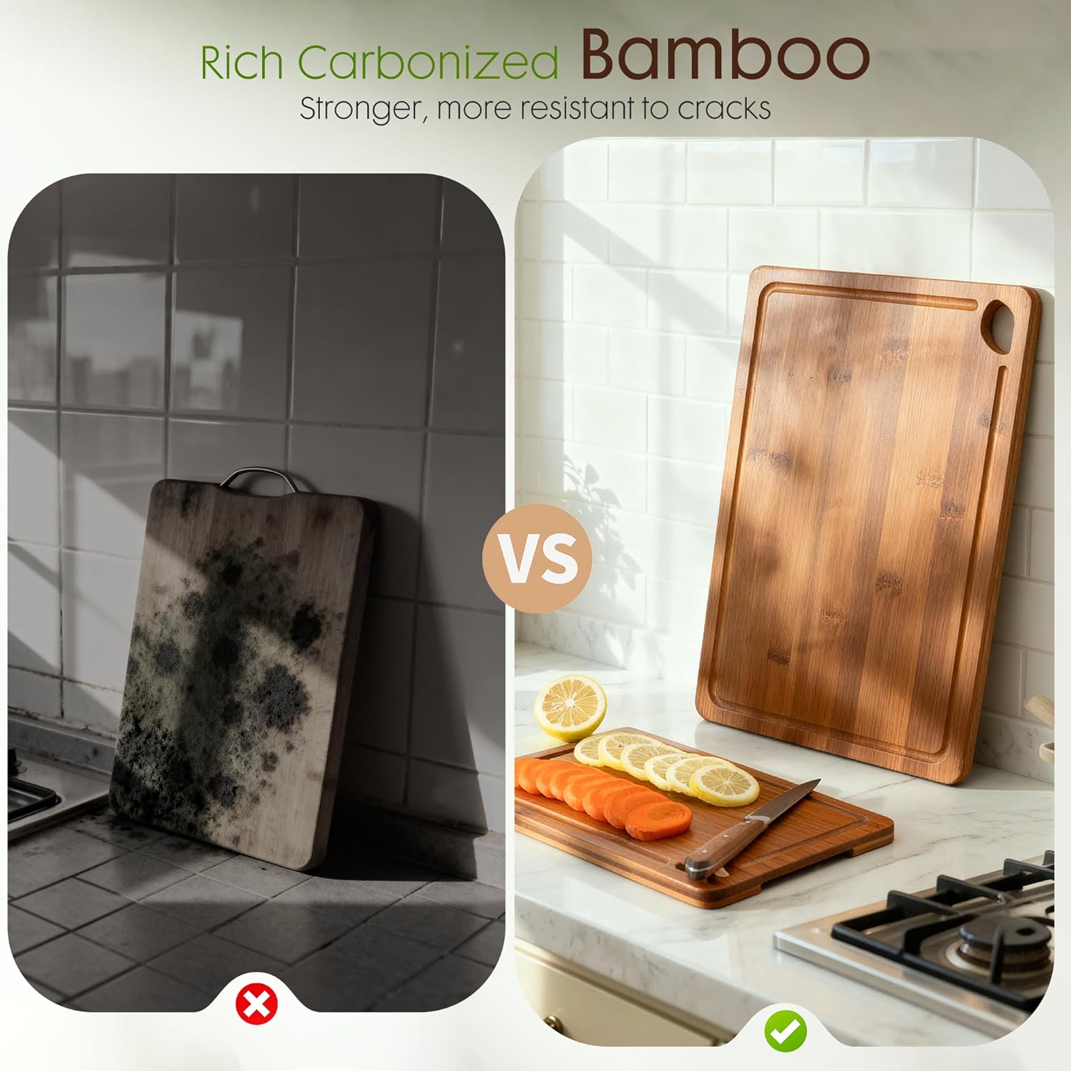 Deep-Carbonized Bamboo Cutting Boards